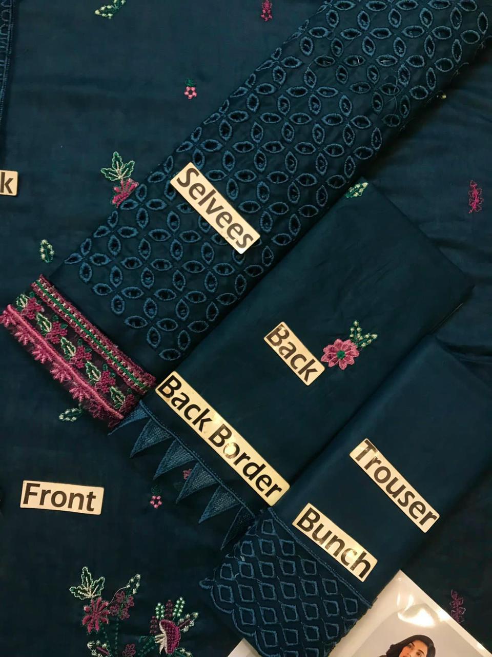 Iznik Blue Embroidered Unstitched 3 piece