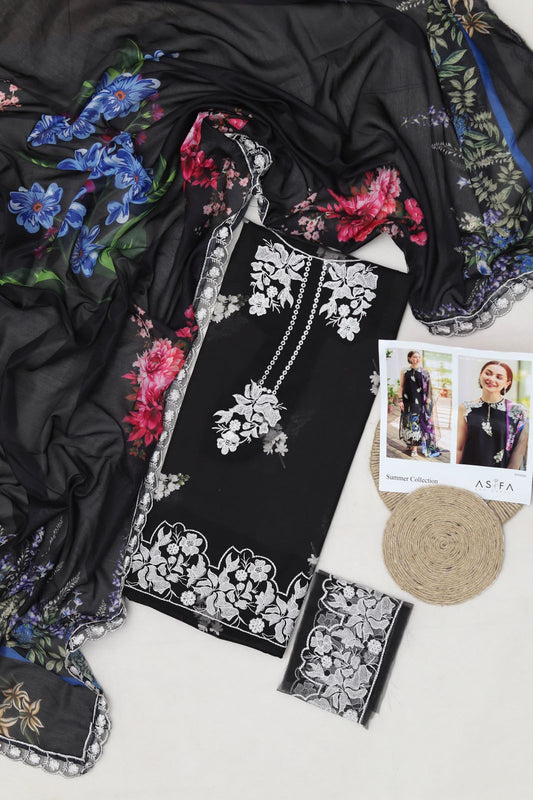 Asifa 5051 Embroidered Unstitched 3 Piece