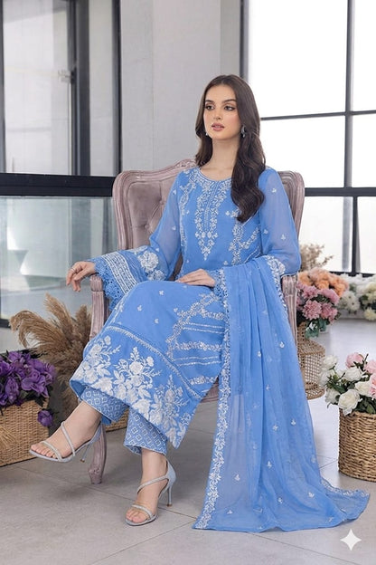 Azure Lawn Embroidered Unstitched 3 piece