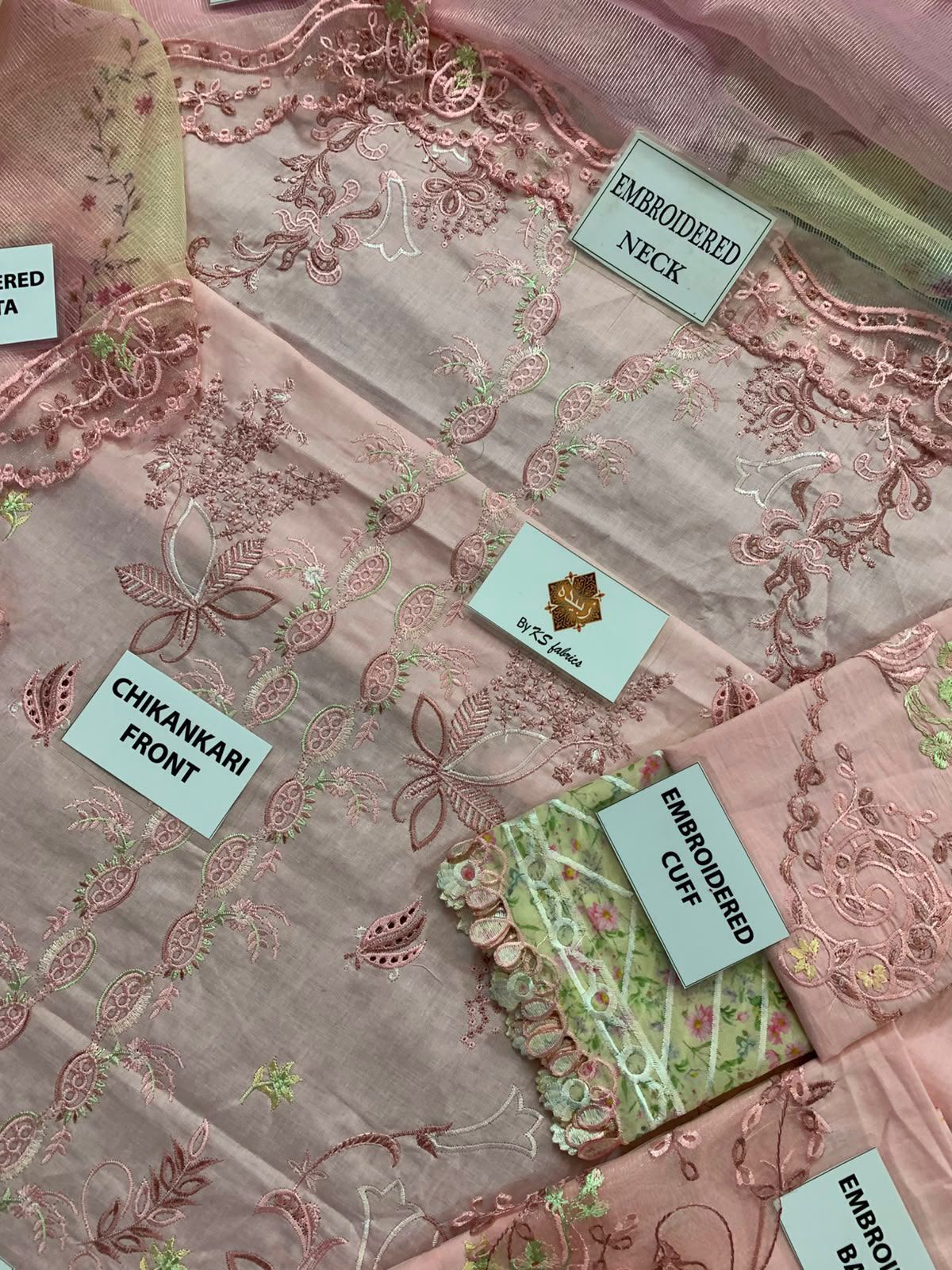 Qalamkar Chikenkari Unstitched 3 Piece