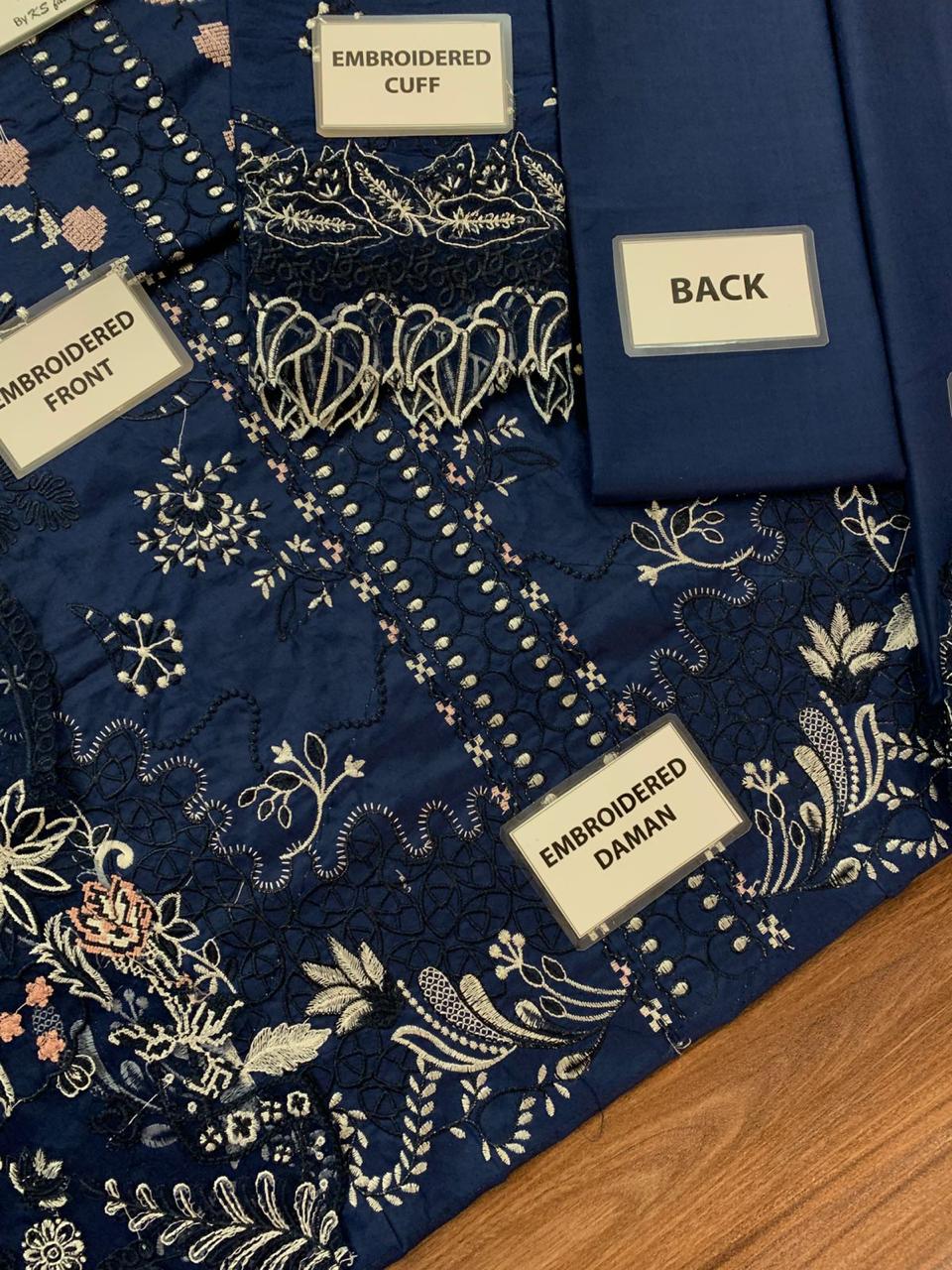 Qalamkar Chickenkari Unstitched 3 Piece