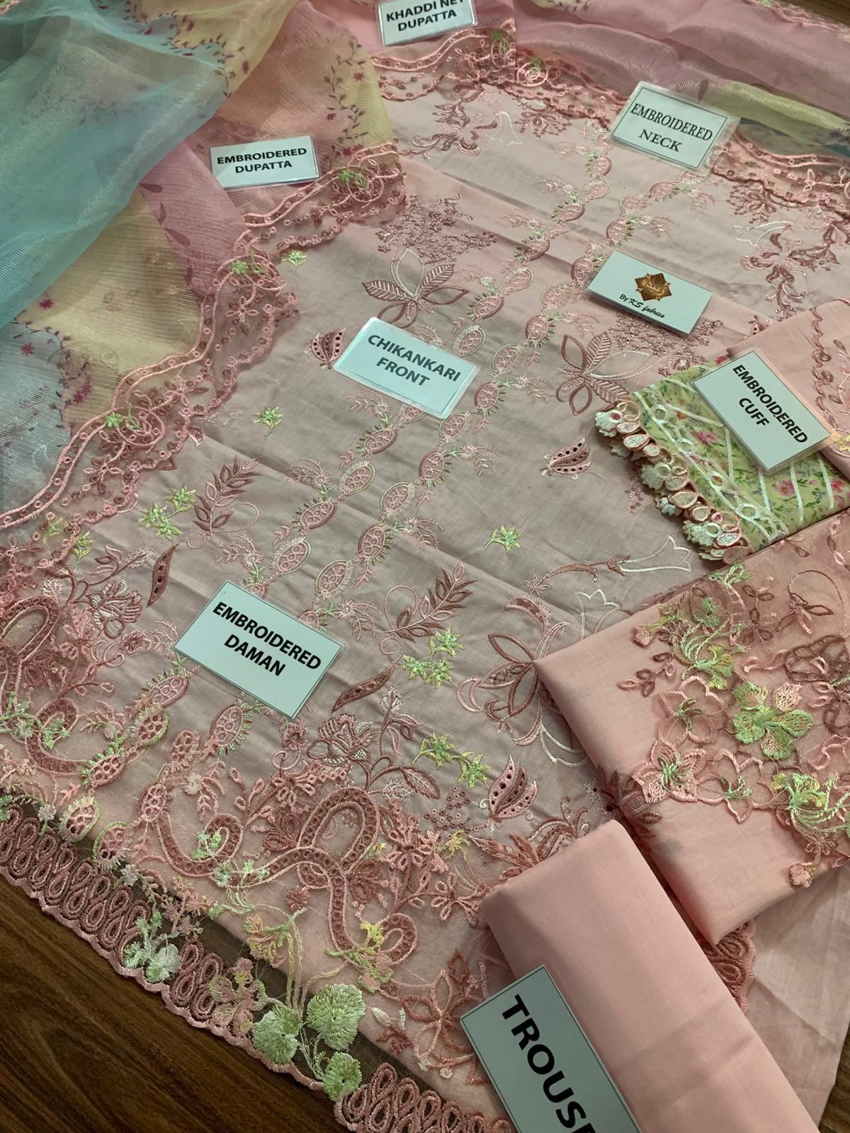 Qalamkar Chikenkari Unstitched 3 Piece
