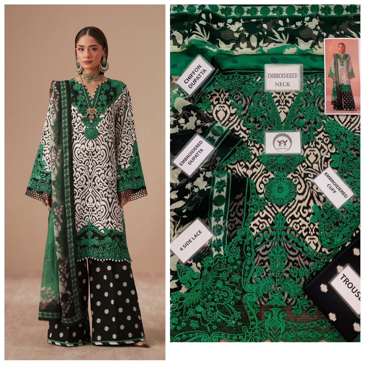 Bin Ilyas Embroidered Unstitched 3 Piece