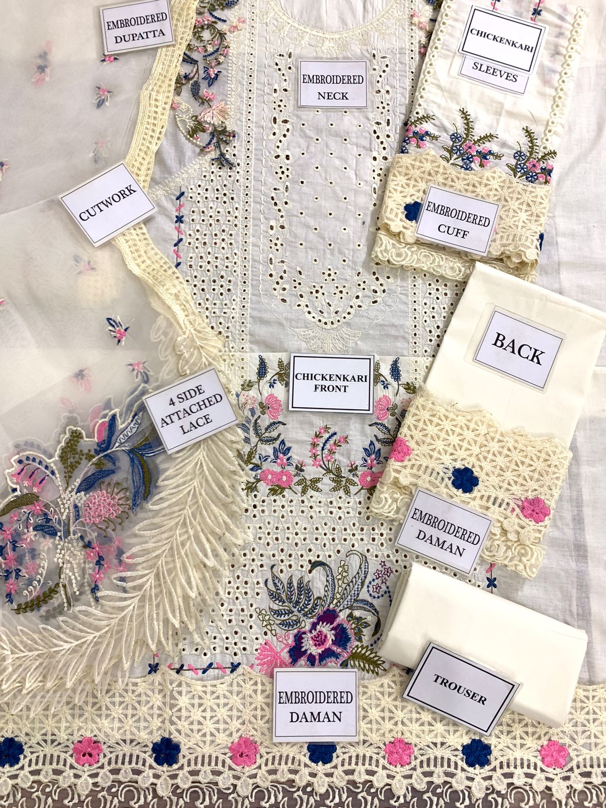 Qalamkar Embroidered Unstitched 3 Piece