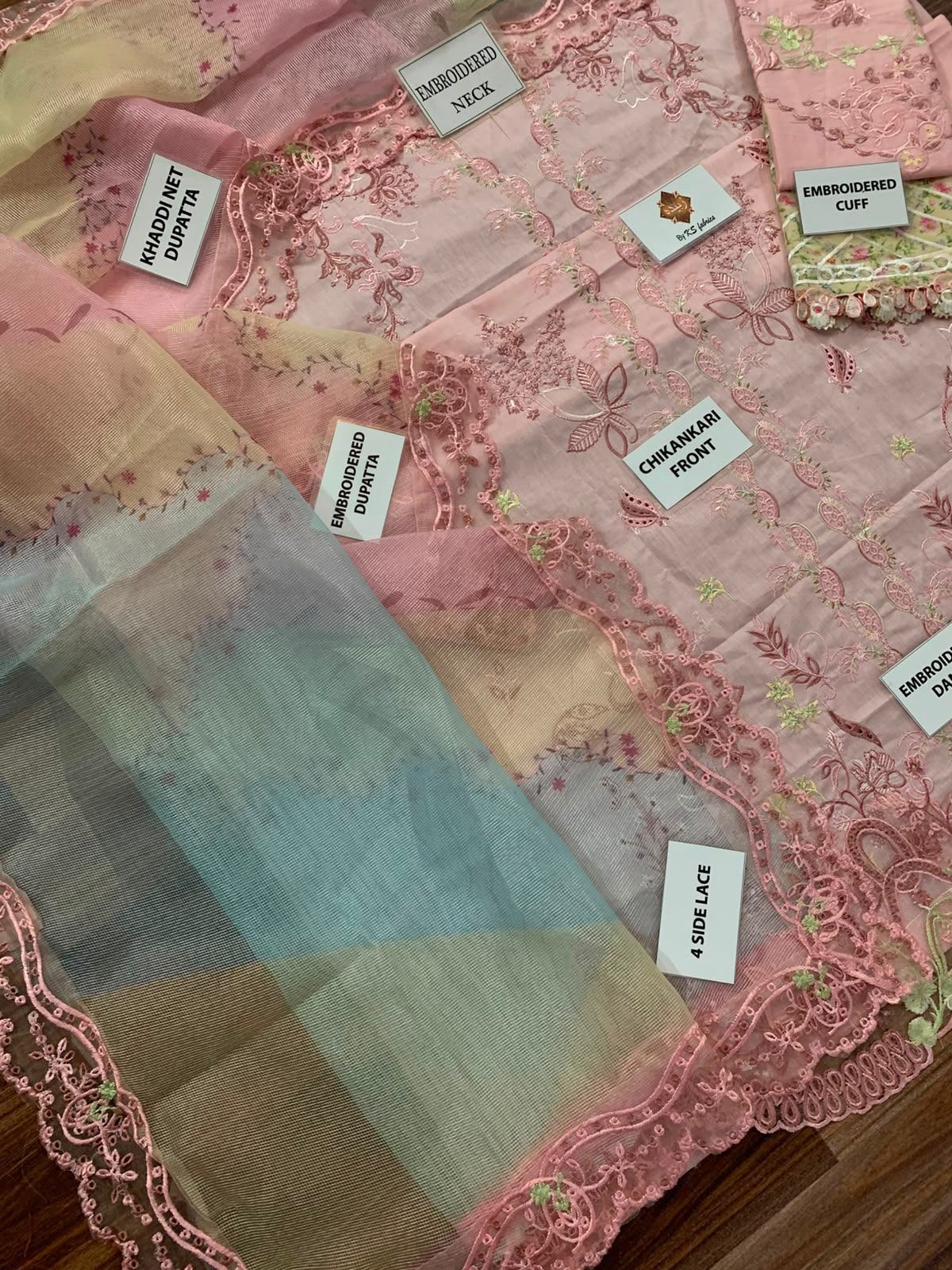 Qalamkar Chikenkari Unstitched 3 Piece