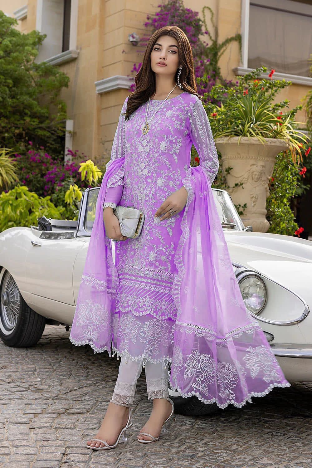 Azure Organza Embroidered Unstitched 3 piece