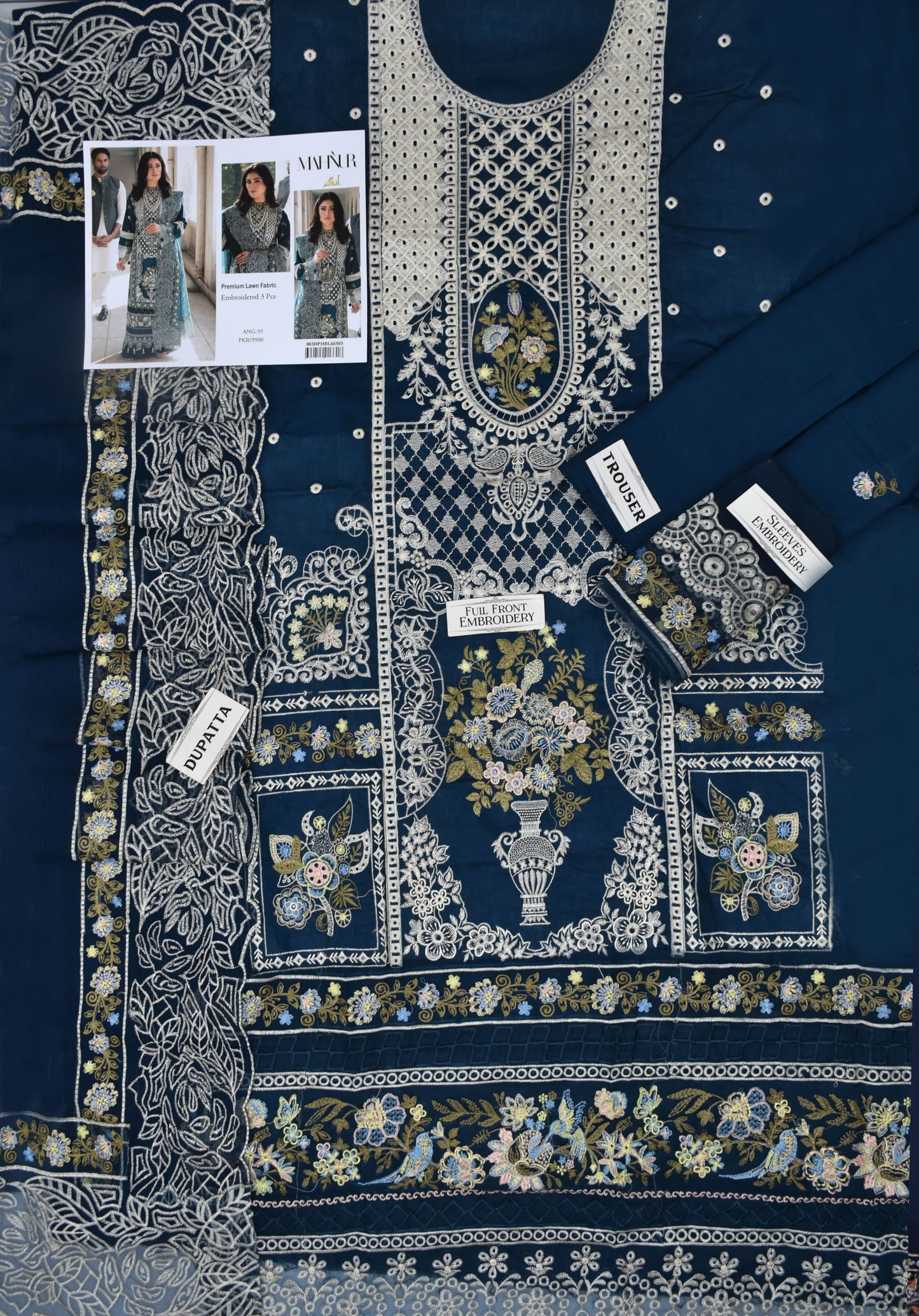 Mahnur Lawn Embroidered Unstitched 3 Piece