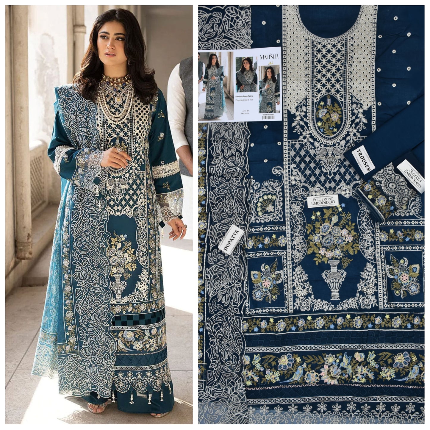 Mahnur Lawn Embroidered Unstitched 3 Piece