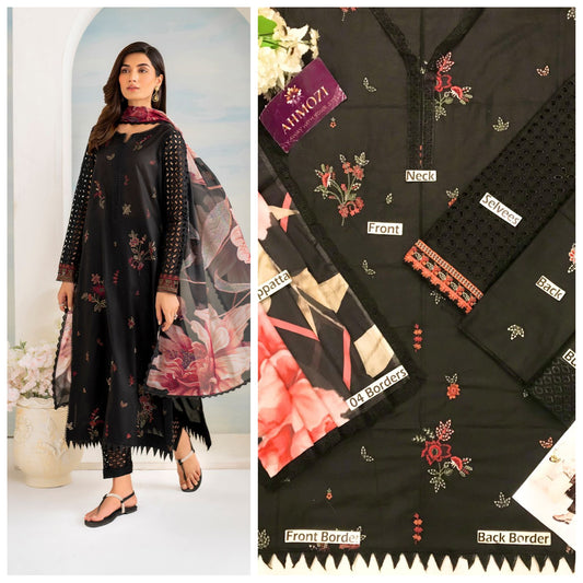 Iznik Black Embroidered Unstitched 3 piece
