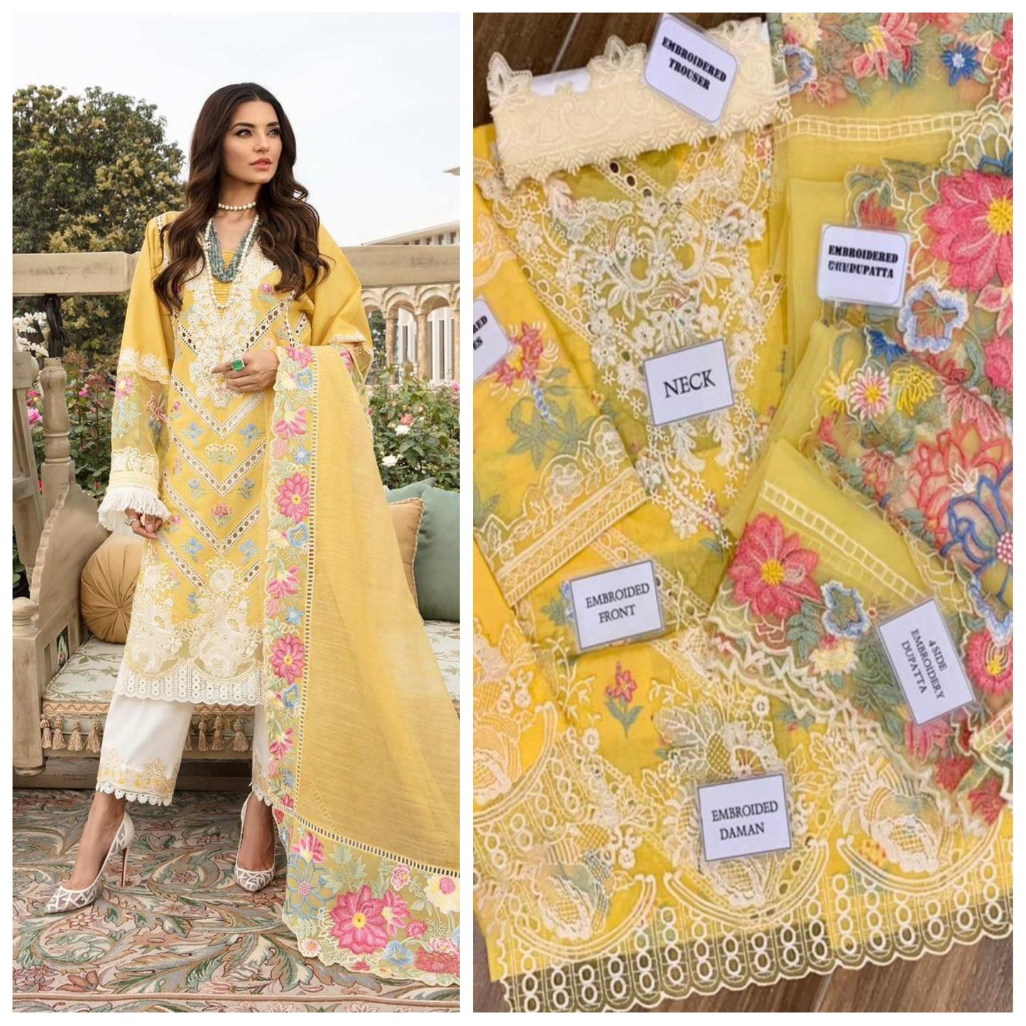 Crimson Luxury Chickenkari Unstitched 3 Piece