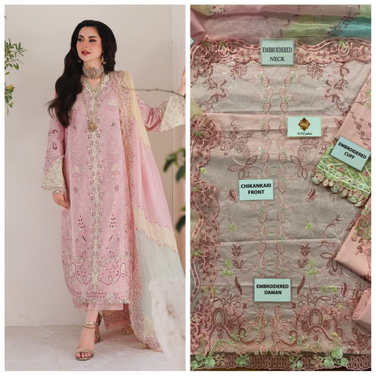 Qalamkar Chikenkari Unstitched 3 Piece