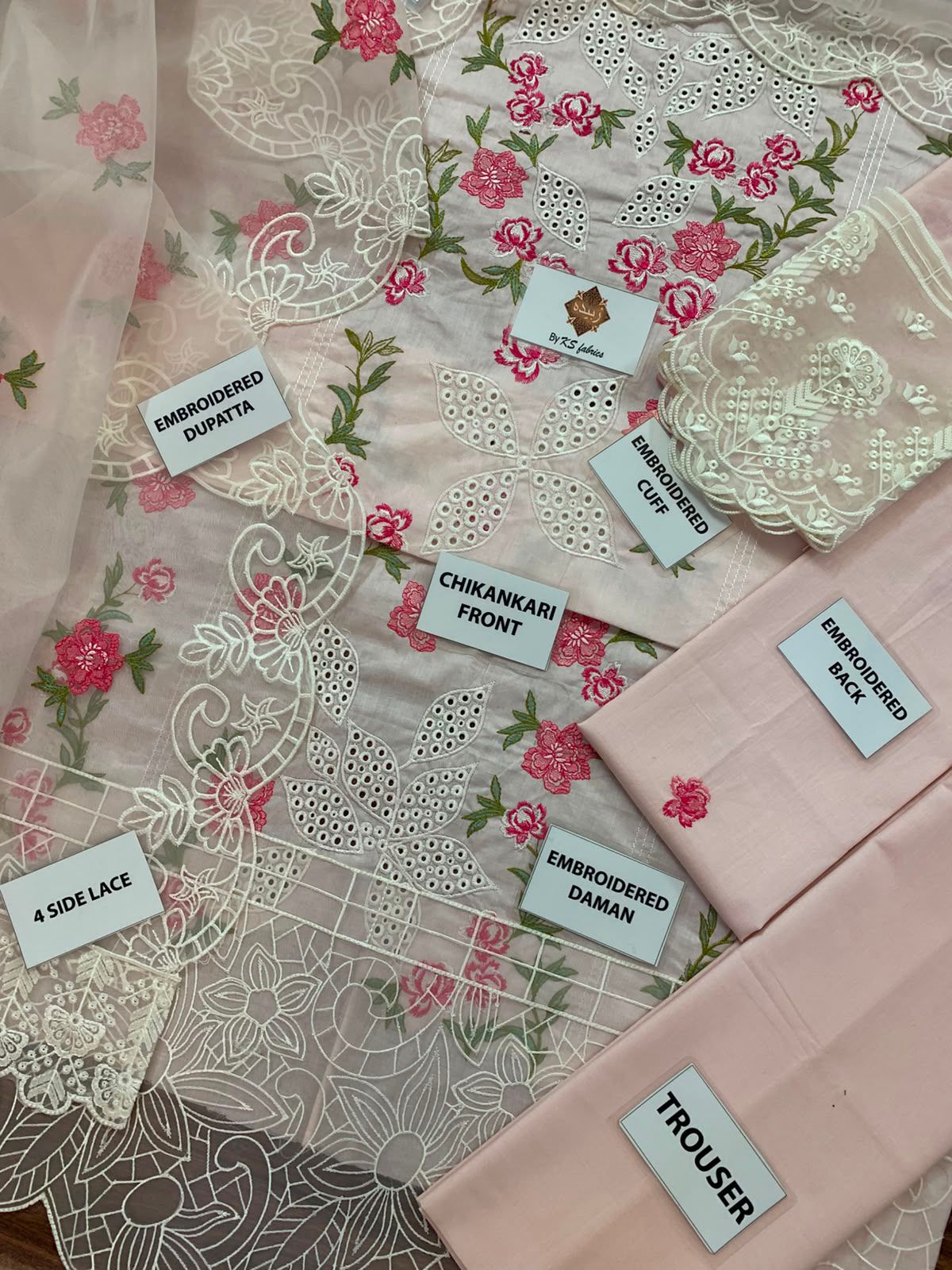 Mahnur Chickenkari Unstitched 3 Piece