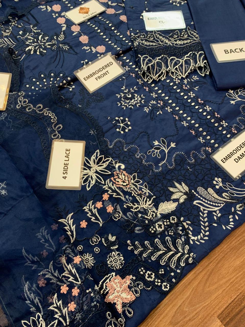 Qalamkar Chickenkari Unstitched 3 Piece
