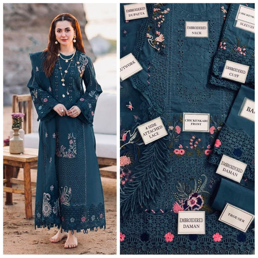Qalamkar Embroidered Unstitched 3 Piece