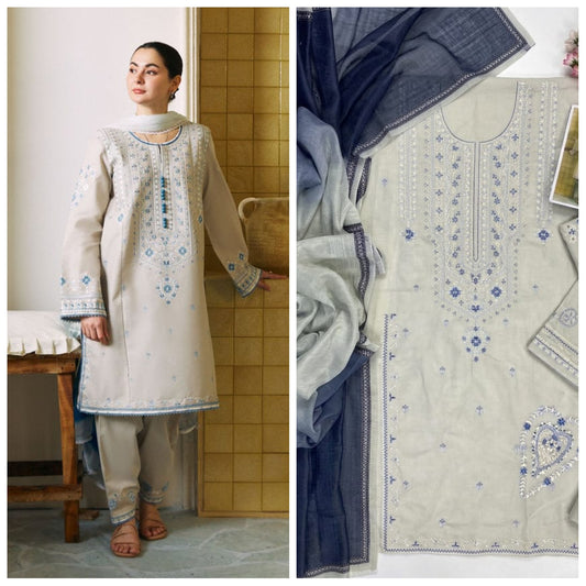 Zara Shahjahan Lawn Embroidered Unstitched 3 Piece