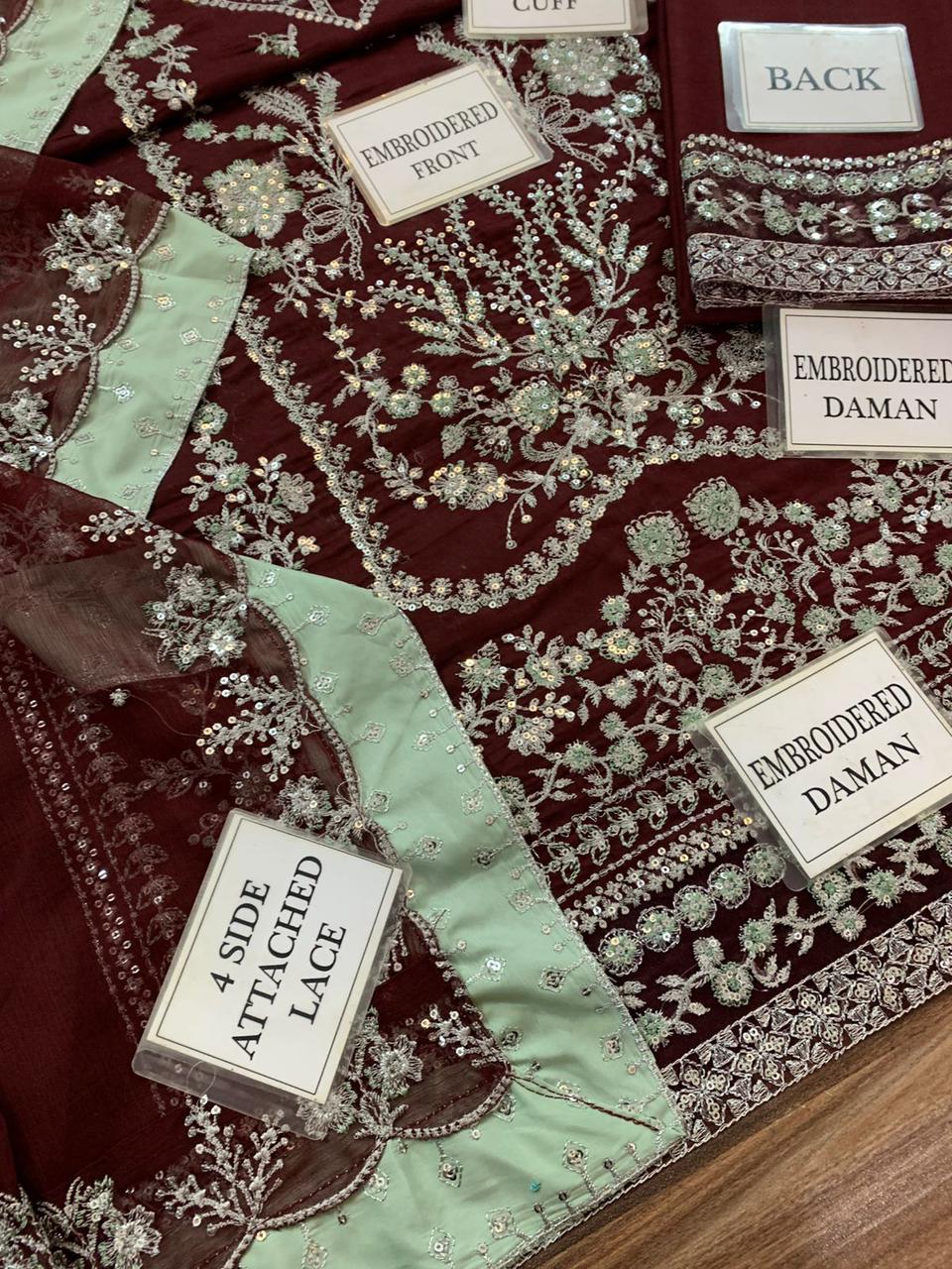 Aneela's Rust Embroidered Unstitched 3 Piece