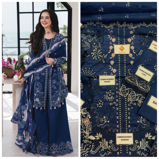 Qalamkar Chickenkari Unstitched 3 Piece