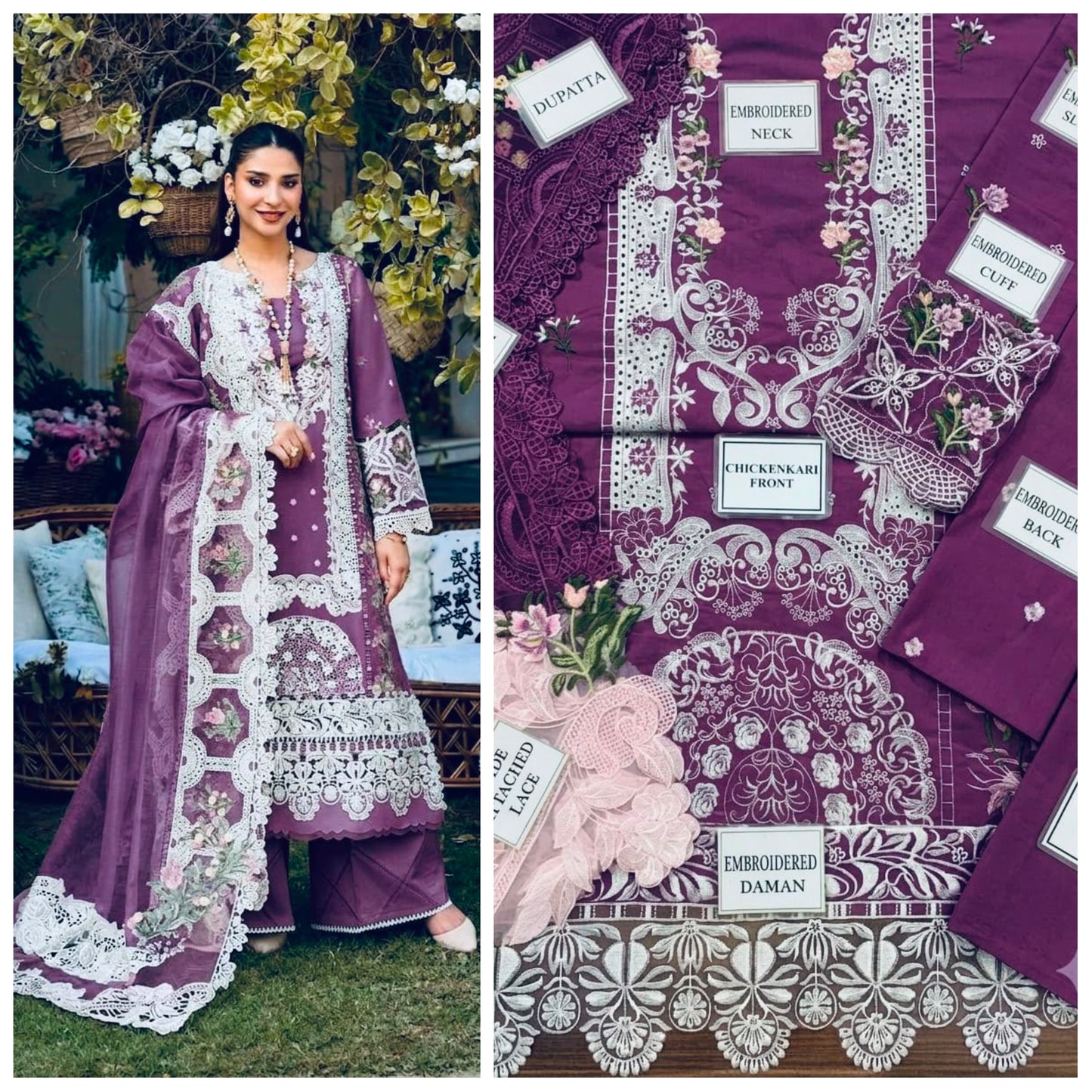 Elaf Chickenkari Embroidered Unstitched 3 Piece